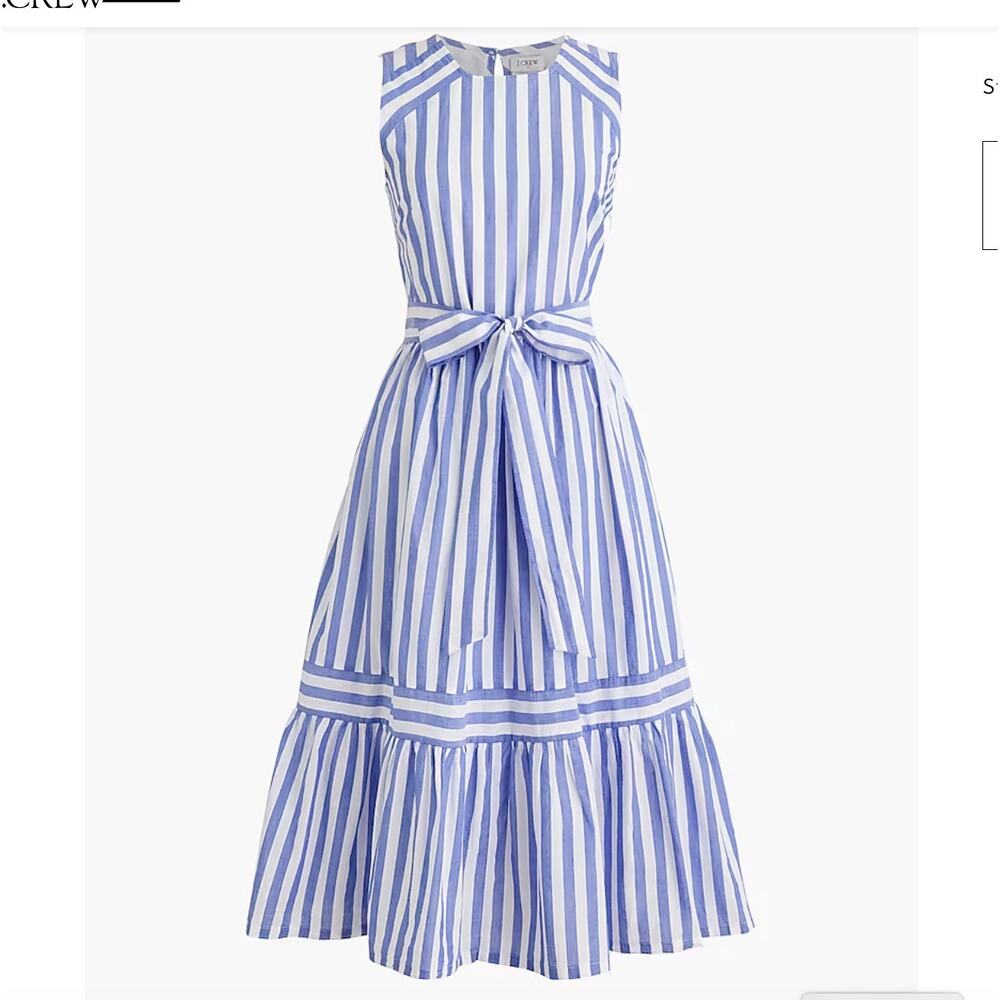 J.Crew Dress Size 2 Striped Midi Cotton Pockets Preppy Work Factory Outlet NWT